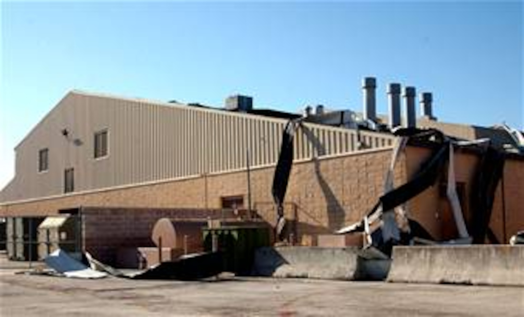 Hurricane Wilma damaged several buildings across Homestead Air Reserve Base, Fla. in late Oct. 2005.  (US Air Force Reserve Photo by Jake Shaw)