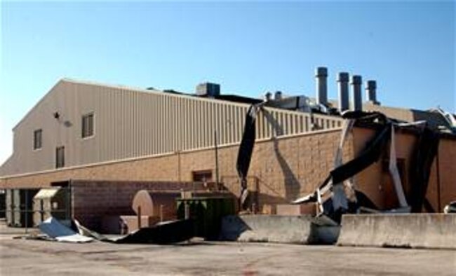 Hurricane Wilma damaged several buildings across Homestead Air Reserve Base, Fla. in late Oct. 2005.  (US Air Force Reserve Photo by Jake Shaw)