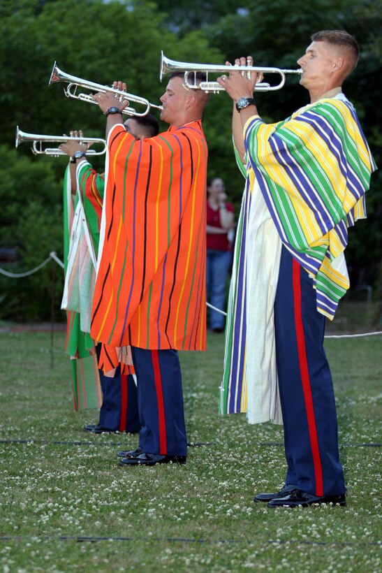 MARINE CORPS BASE CAMP LEJEUNE, N.C. (May 15, 2006)- Three Marine trumpeters, Sgt.'s Steven Williams and T. Logan Brown along with Cpl. Austin Hunt dressed accordingly for the Mexican composition they played a trio for at the South Lawn Concert Series located in the Tryon Palace Historic Sites and Gardens.  (Official U.S. Marine Corps photo by Cpl. Athanasios L. Genos (RELEASED)