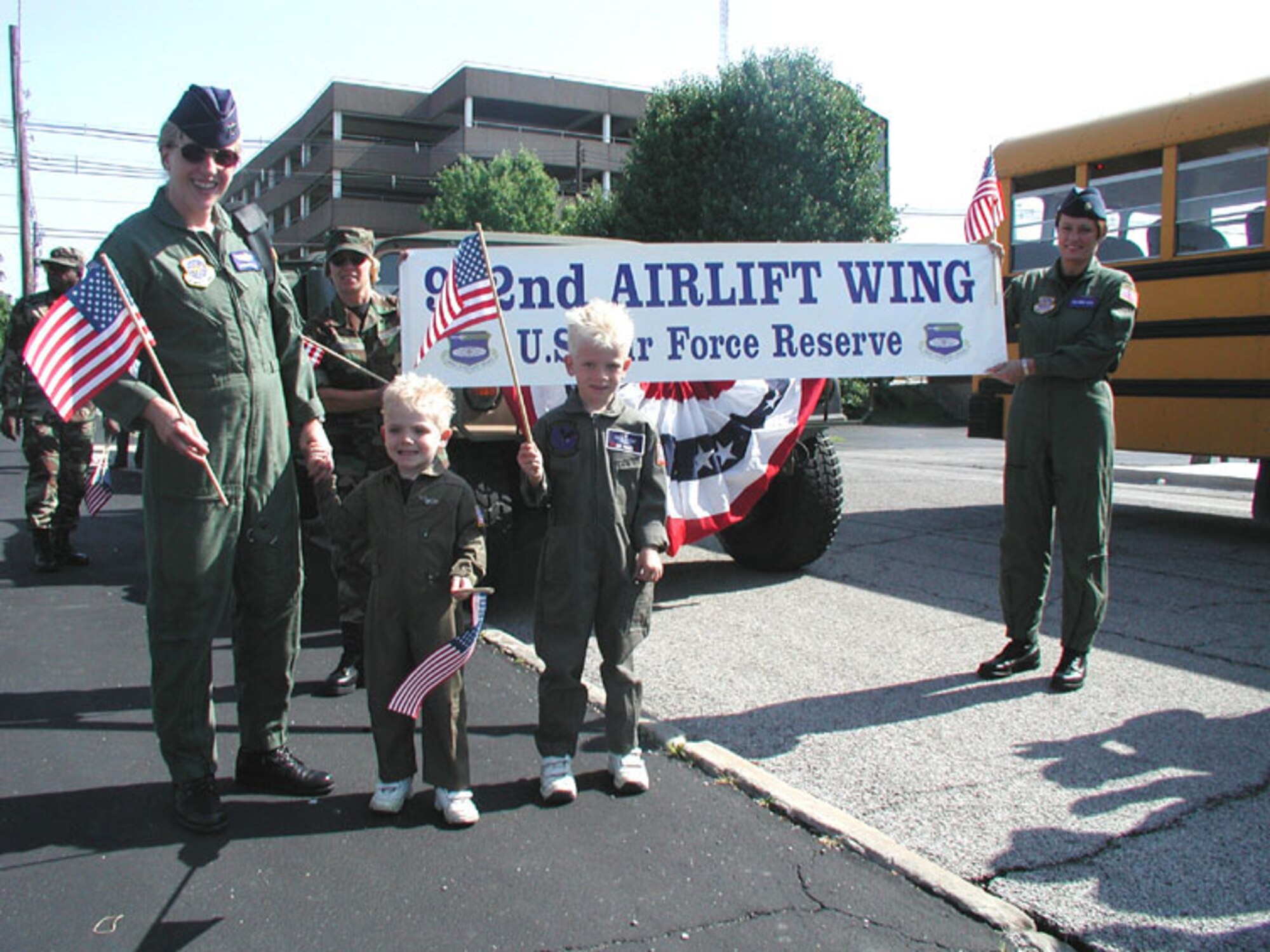 The spirit of America was evident at Belleville, Illinois.  Members of the 932nd Airlift Wing marched in the Memorial Day parade.