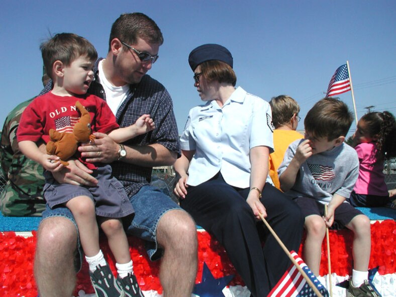 Families of reserve members gather to take part in the Memorial Day parade.