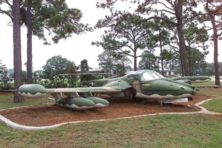 The A-37 Dragonfly was developed in 1963 by modifying the Cessna-built T-37 trainer. It sported two General Electric J85-GE-17A turbojet engines, which developed 2,850 pounds of thrust. The wingspan of this plane was 35 feet, 10 inches. Its length was 29 feet, 3 inches and the plane's height was 8 feet, 10 inches. The aircraft weight 14,000 pounds fully loaded. Its maximum speed was 507 mph at 16,000 feet with a range of 460 miles.