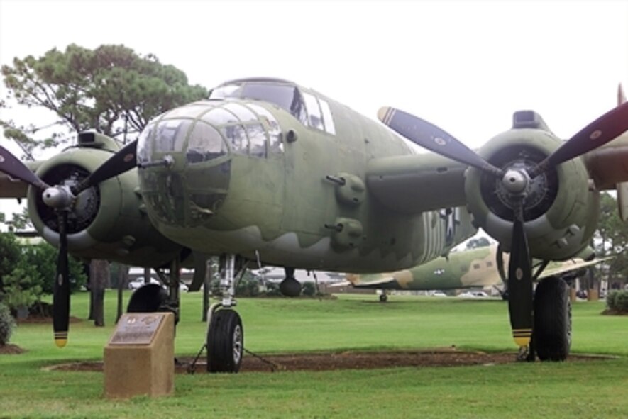 The North American B-25 was named after Billy Mitchell, the American General who advocated greater airpower in the armed forces. A production B-25 took its maiden flight Aug. 19, 1940. It was powered by two Wright R-2600-9 Cyclone engines which delivered a total of 3,400 horsepower.