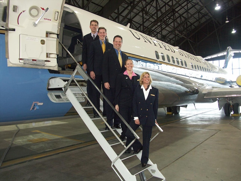 Flight attendants are a new position at the 932nd Airlift Wing, flying aboard the C-9C aircraft.  For more information on joining the Air Force Reserve, call 1-800-257-1212.  Photo by TSgt. Gerald Sonnenberg.