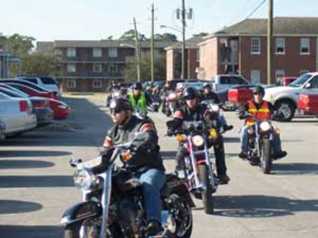 Marines with II Marine Expeditionary Force participate in a MEF-wide motorcycle ride here March 31, 2006. Motorcycle clubs were formed to promote safety among Marines and to allow younger Marines to learn from experienced riders.
