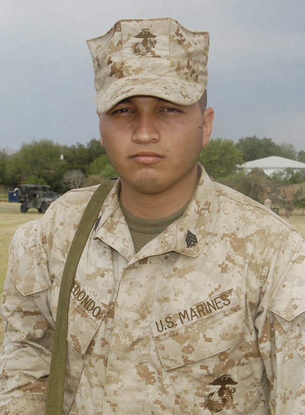 Sgt. Felix Arrendondo, a squad leader in Detachment C, Company C, 1st Battalion, 23rd Marine Regiment, grew up in San Diego, Texas, where his unit held their July training exercise. (Official U. S. Marine Corps photo by Sgt. Johnathan D. Herring)