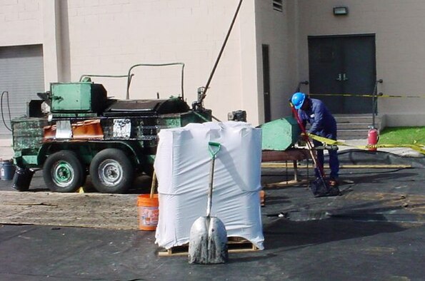 Hurricane Wilma damaged 11 buildings, with four suffering extensive wind and water damage.  Contractors from Waco, TX are making significant progress on the repairs, such as those at the base fitness center (U.S. Air Force Reserve photo by Henry Burgains).