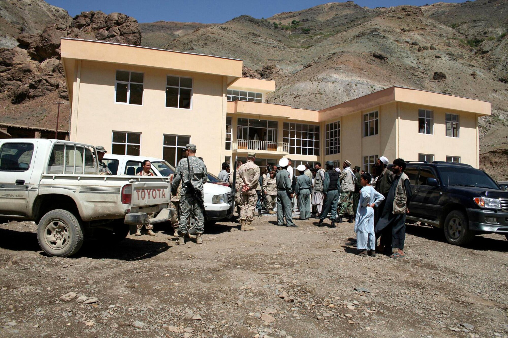 The 9,000-square-foot Shutol District Center is the flagship project for the district. Dedicated Wednesday, June 28, it is one of two projects undertaken by the Panjshir Provincial Reconstruction Team at the request of the province governor. (Courtesy photo/Tech. Sgt. John Cumper)
