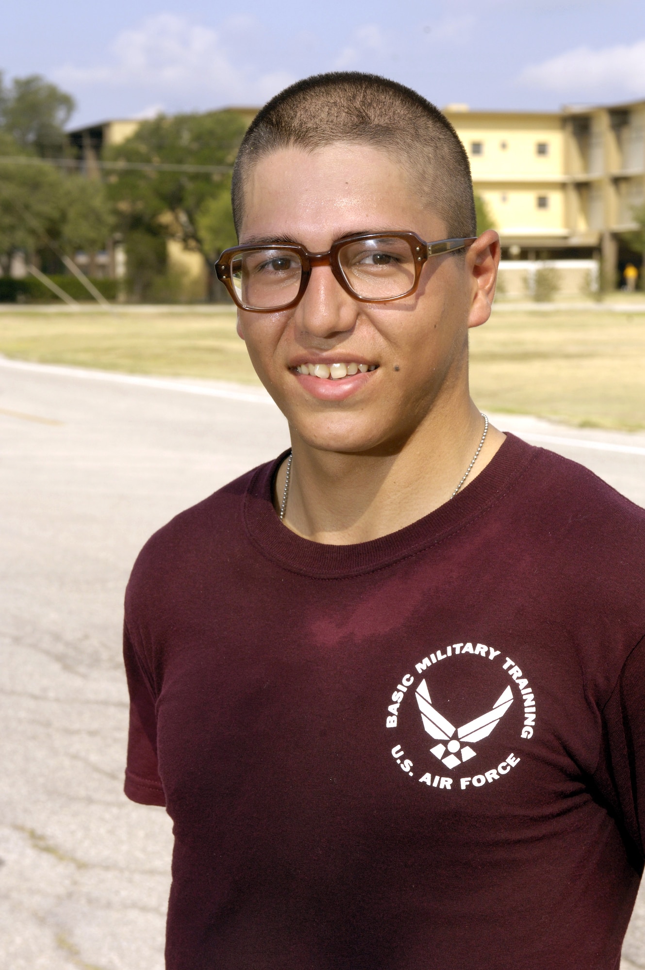 Airman Nova Noon graduated from basic military training at Lackland Air Force Base, Texas, on Friday, June 30. After finishing a two-and-one-half-mile run on June 29, the Airman said the Fourth of July holiday makes him feel patriotic. He will soon enter training to become an aircraft loadmaster. (U.S. Air Force photo) 
