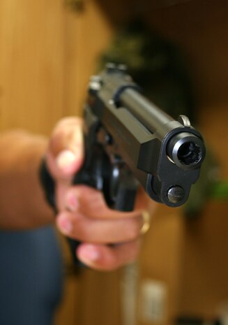 This seemingly real weapon was found in the barracks during a health and comfort inspection. Replica, pellet, air soft and paintball guns are all forbidden from the barracks but can be kept at the armory.