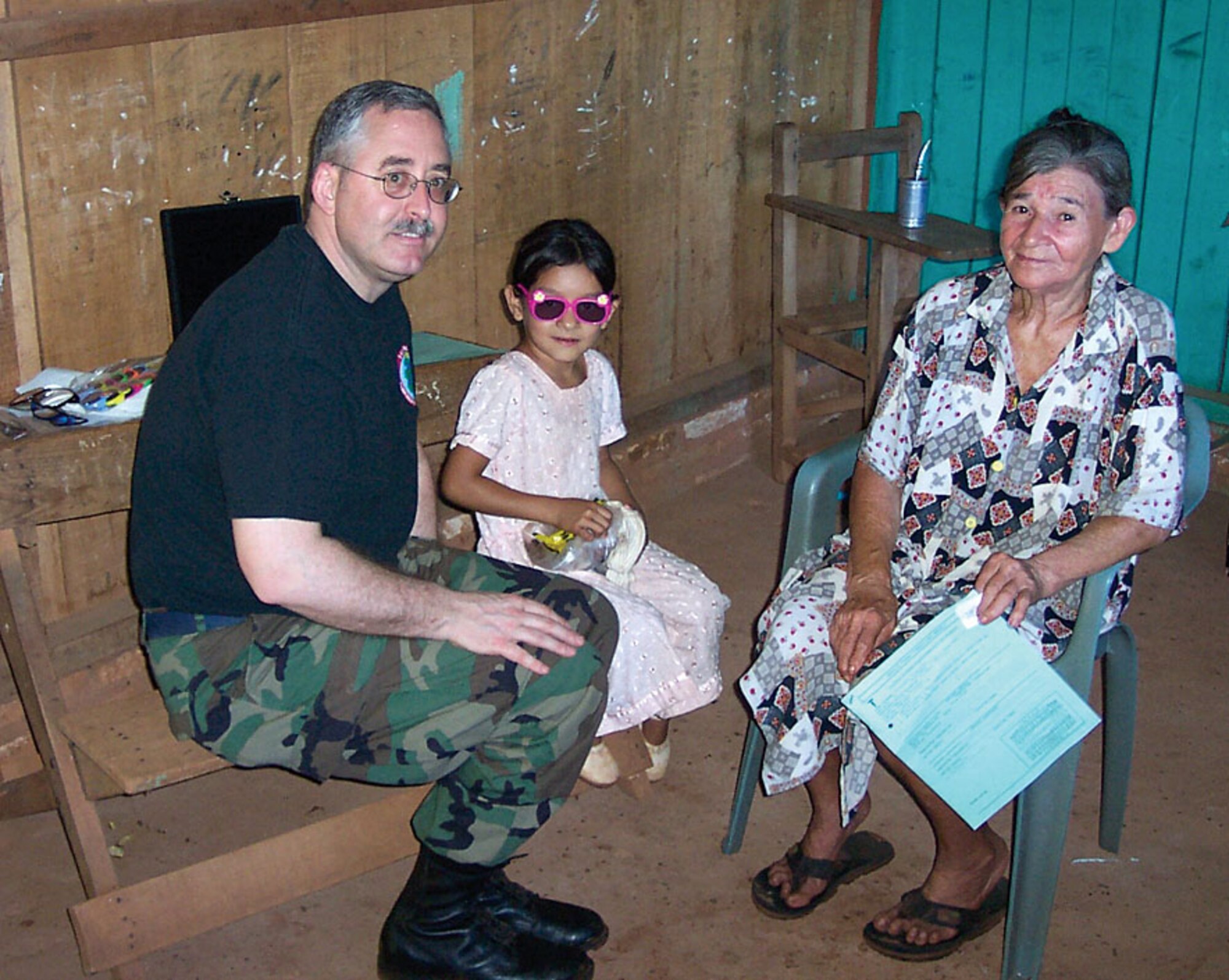 PARAGUAY - Master Sgt. James Clements, an optometry technician, participated in the delivery of more than 1,000 eyeglasses to patients in Paraguay during an annual medical readiness exercise in March.  Sergeant Clements is a Reservist with the 446th Aerospace Medicine Squadron at McChord Air Force Base, Wash.  (Courtesy photo provided by Sergeant Clements)