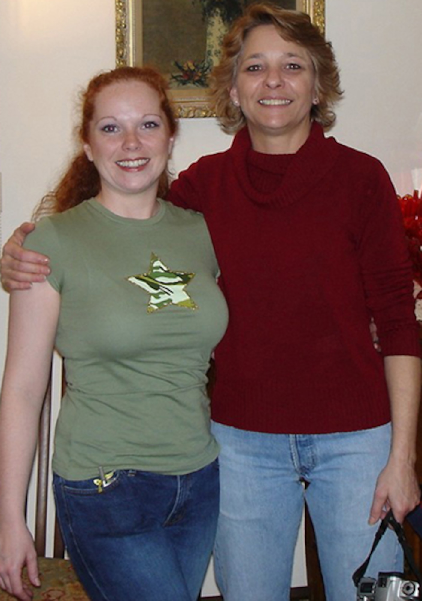 Sergeant Blade, left, and her birth mother, Marsha Gibson, during their reunion in Centralia, Wash.
