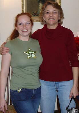 Sergeant Blade, left, and her birth mother, Marsha Gibson, during their reunion in Centralia, Wash.