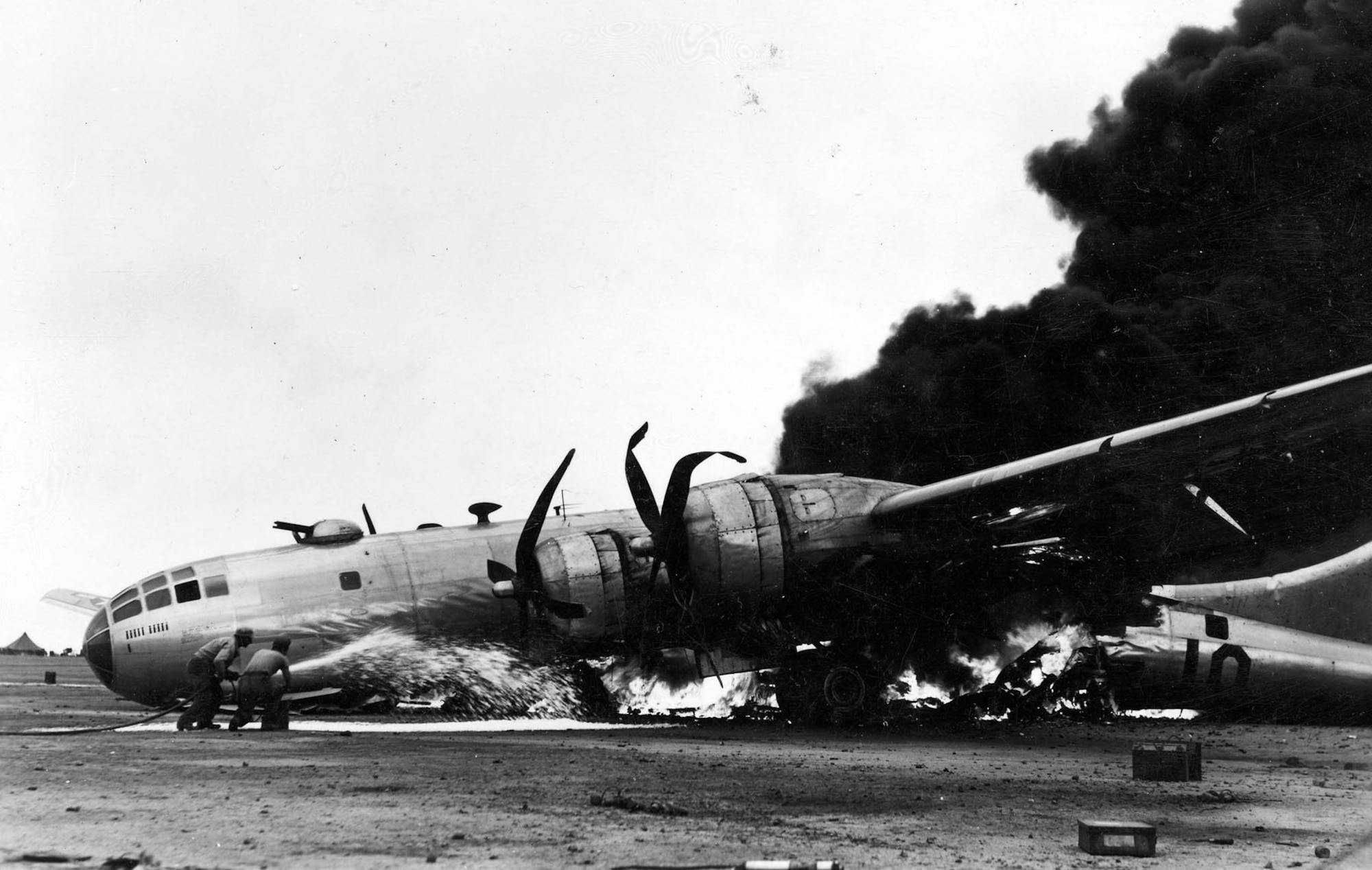 B-29 after an emergency landing at Iwo Jima. (U.S. Air Force photo)