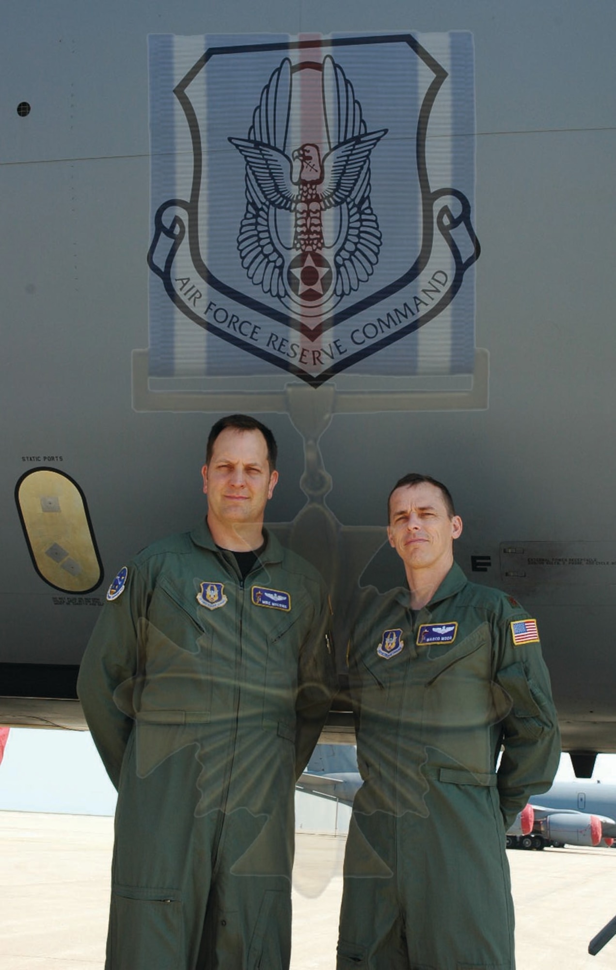Majors Michael Moeding and Marco Moor were awarded the Distinguished Flying Cross for their actions in support of Operation Enduring Freedom. The Majors along with an active duty boom operator, Staff Sgt. Christopher Murphy recovered the KC-135R Stratotanker while flying a refueling mission over Southwest Asia. Sergeant Murphy received an Air Medal for his actions.