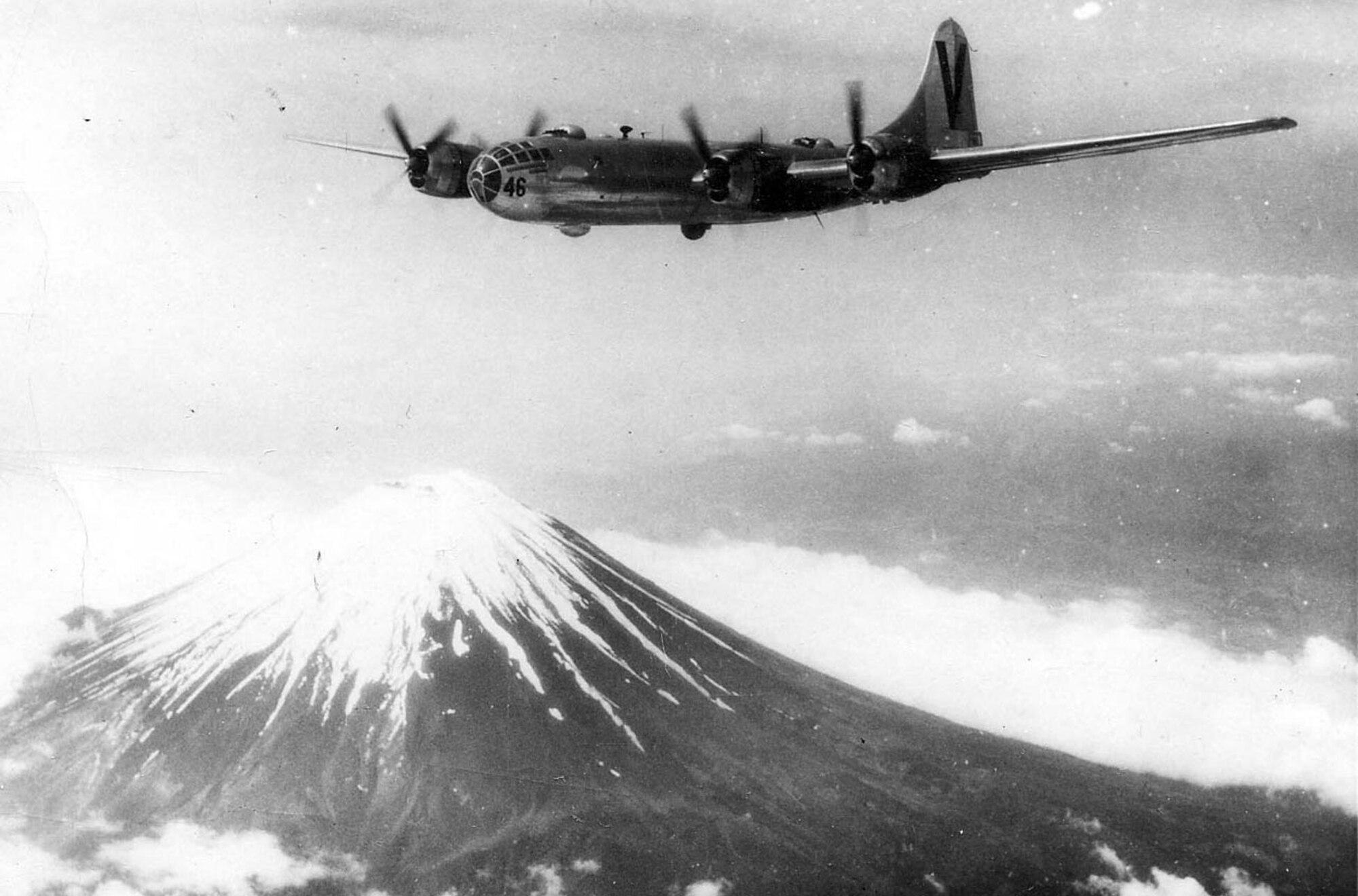 Boeing B-29 over Mt. Fuji. (U.S. Air Force photo)