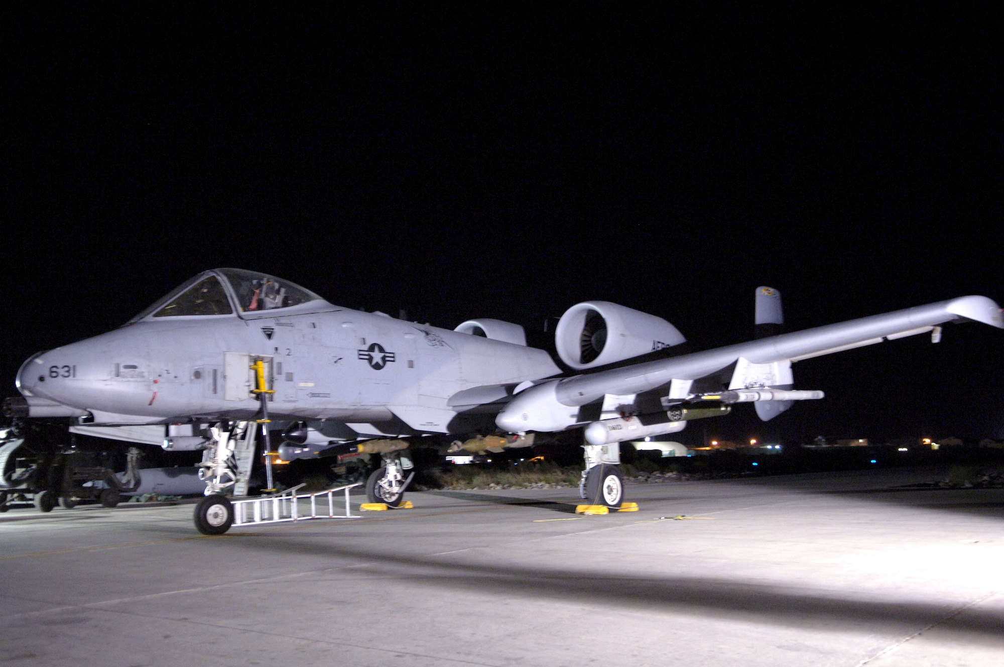 An A-10 Thunderbolt II sits on a ramp waiting for its next mission at Bagram Air Base, Afghanistan, on July 6. The A-10 is used for close-air support. (U.S. Air Force photo/Airman 1st Class Andrew Oquendo)