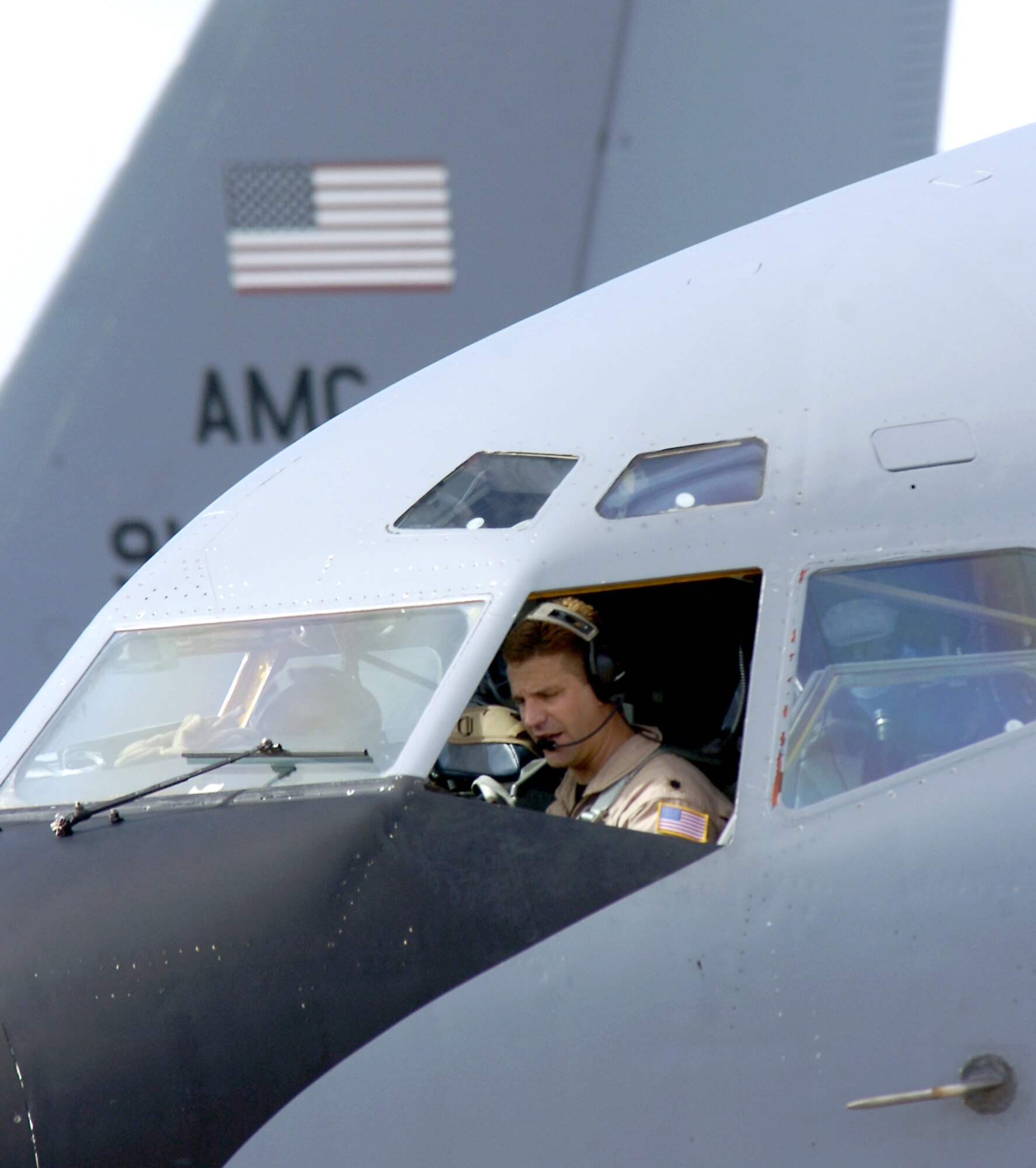 Lt. Col. David Cohen performs preflight checks on a KC-135 Stratotanker on July 7. The KC-135 later refueled a B-1 Lancer flying a close-air-support mission for Operation Enduring Freedom. Colonel Cohen is a pilot with the 28th Expeditionary Air Refueling Squadron. (U.S. Air Force photo/Senior Airman Brian Ferguson)