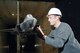 J.D. Roberts, a Lockheed Martin engineer, inspects the JSF model during a break in aerodynamics load testing in the Propulsion Wind Tunnel’s 16-foot transonic wind tunnel at Arnold Engineering Development Center. (Air Force photo by David Housch)
