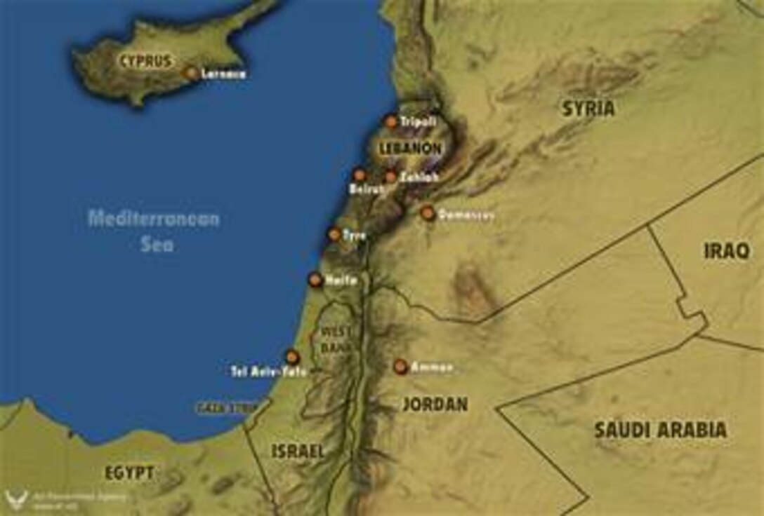 Map of Cyprus, current as of July 2006. (U.S. Air Force graphic/Staff Sgt. Michele Thomas)