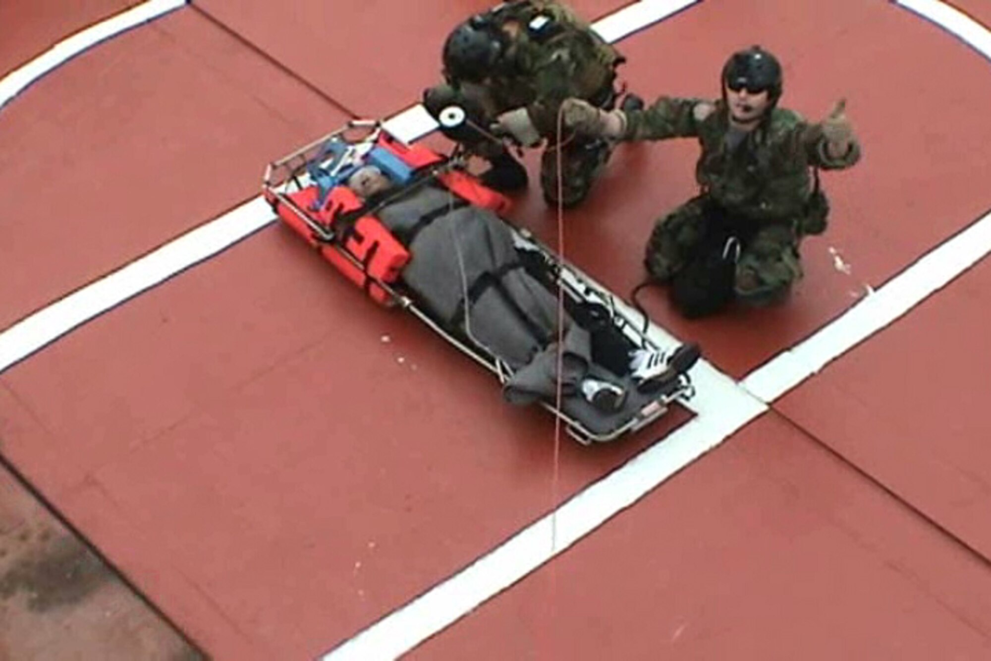 Air Force Reserve aircrews and pararescuemen from the 305 Rescue Squadron teamed up with active duty pararescueman assigned to the 48th rescue squadron to save a civilian sailor in distress.  