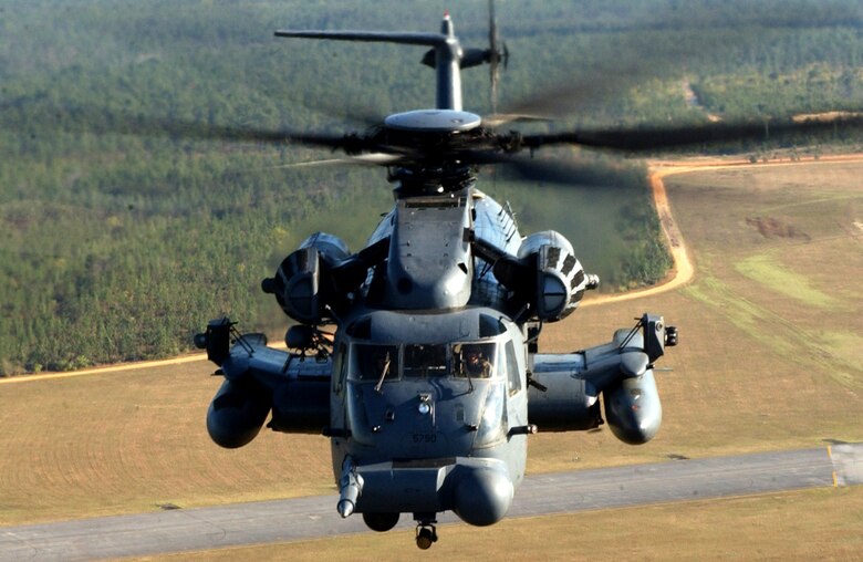 Air Force MH-53 Pave Low helicopters similar to this one are helping transport people from Lebanon to Cyprus. Long-range helicopters from the 352nd Special Operations Group at Royal Air Force Mildenhall, England, are operating from Akrotiri, Cyprus. (U.S. Air Force photo/Senior Airman Andy M. Kin)