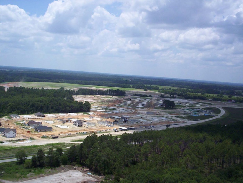 An aerial photo shows work progressing at Magnolia Grove, Moody’s privatized housing site. The project will include 606 new homes when completed, including 18 senior leader homes. (Courtesy photo)