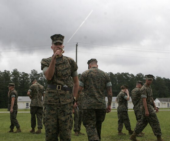 Pvt. Kyle Phillip Lejeune stands with his recruit training platoon at Marine Corps Recruit Depot San Diego earlier this year. The Chicago native and 2003 Sandwich High School graduate recently joined the ranks alongside four other Lejeunes, including his great-great grandfather, the 13th Commandant of the Marine Corps, Lt. Gen. John A. Lejeune. Photo courtesy of the Lejeune family.
