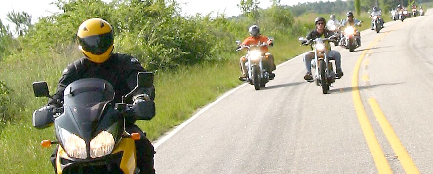 Shaw Motorcycle Riders Association members go for a cruise to Lake Wateree to celebrate Junior Enlisted Appreciation Day July 14.  (U.S. Air Force photo/Tech. Sgt. Shirley Henderson)