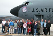 GRISSOM AIR RESERVE BASE, Ind -- Civic and business leaders  from Northeast Indiana visited Grissom on July 28 for a base tour and orientation flight aboard a KC-135R Stratotanker.  During the flight, the KC-135R refueled F-16 aircraft from the 122nd Fighter Wing, Ft Wayne International Airport, Ind., and a B-2 bomber from the 509th Bomb Wing, Whiteman AFB, Mo. (U.S. Air Force photo/Lt Col Gary Lockard)