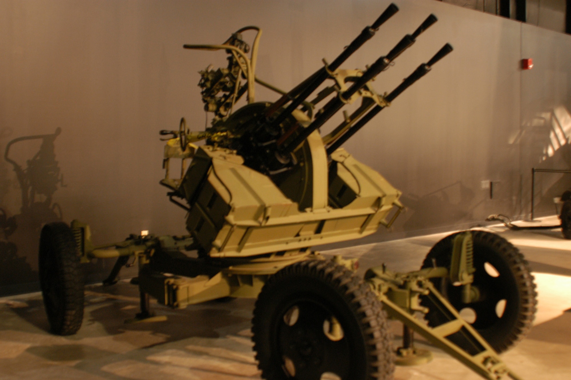 This ZPU-4 is a Soviet-built anti-aircraft gun. It is composed of four KPV 14.5mm heavy machine guns mounted on a four-wheel carriage. The ZPU-4 was used by the Iraqis in 1991 during Operation Desert Storm. (U.S. Air Force photo)