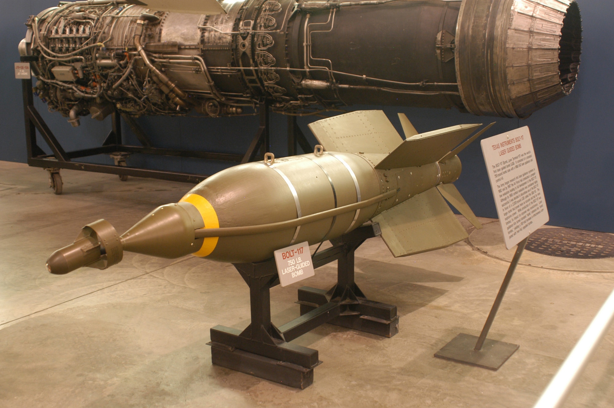 DAYTON, Ohio - Texas Instruments Bolt-117 Laser Guided Bomb on display at the National Museum of the U.S. Air Force. (U.S. Air Force photo)