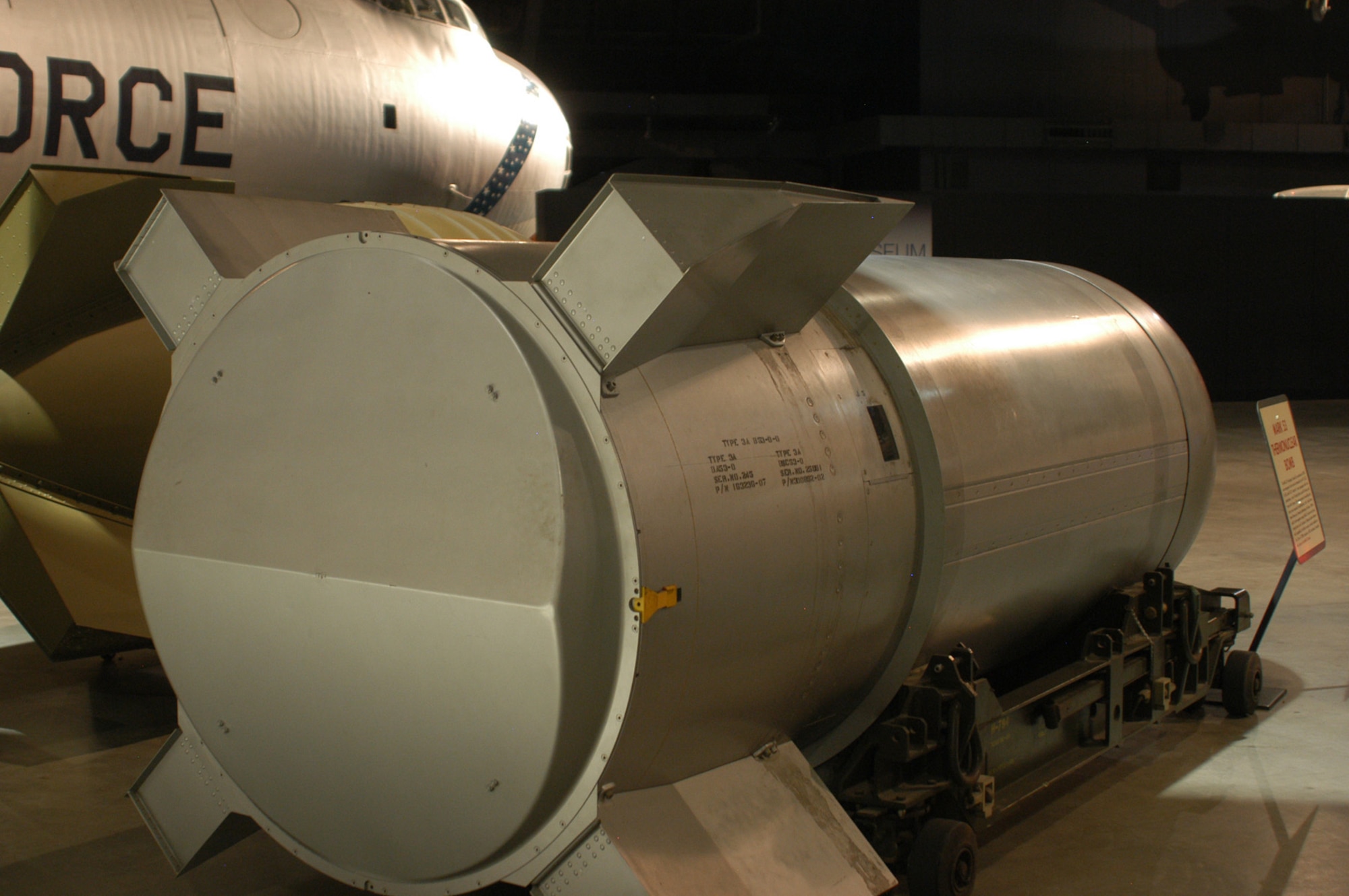 DAYTON, Ohio - B53 Thermonuclear Bomb on display at the National Museum of the U.S. Air Force. (U.S. Air Force photo)