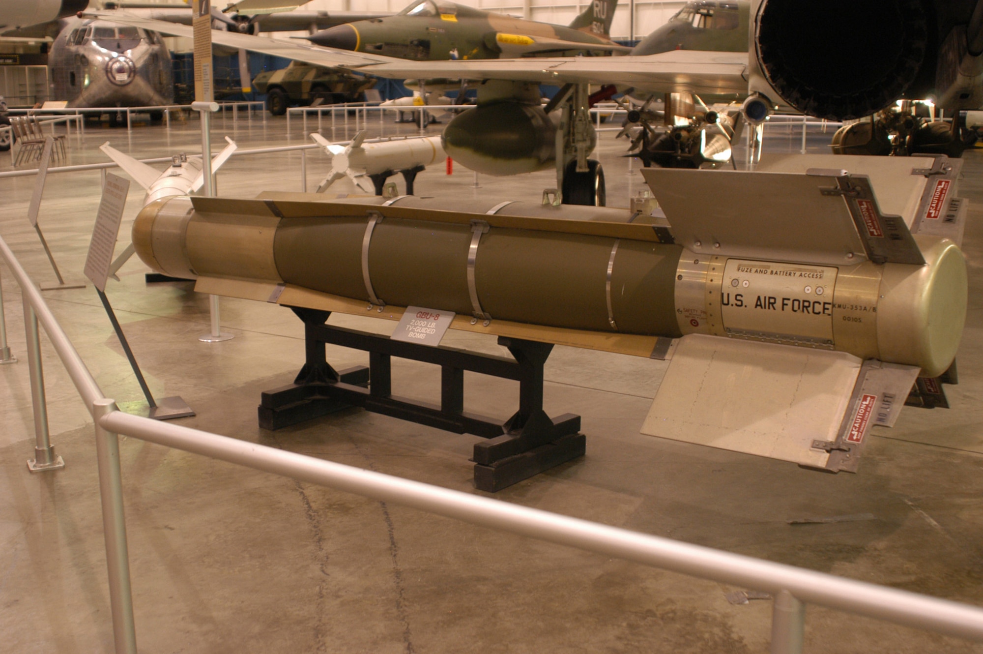 DAYTON, Ohio - Rockwell International GBU-8 Electro-Optical Guided Bomb on display at the National Museum of the U.S. Air Force. (U.S. Air Force photo)