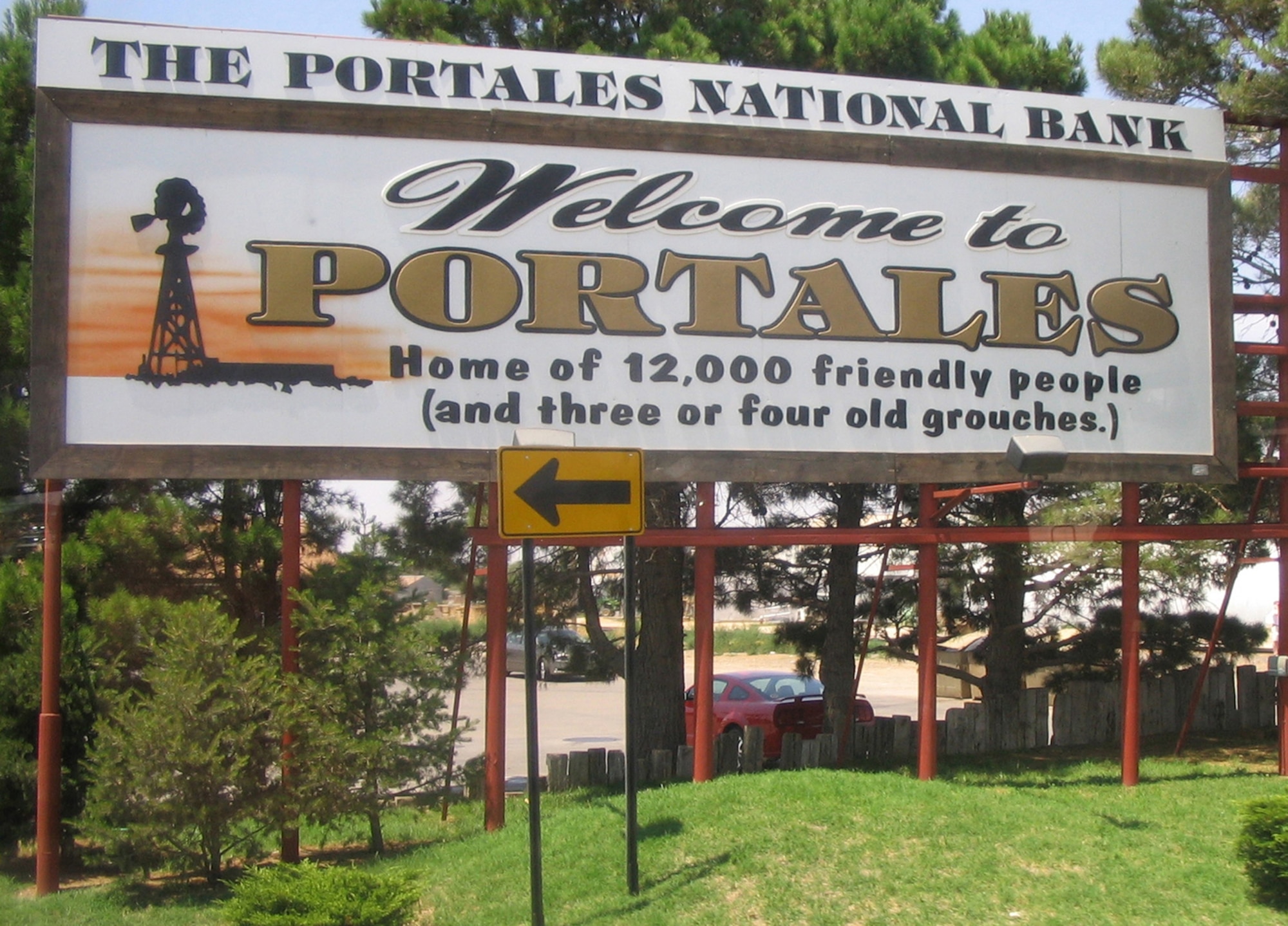 A sign at the edge of the Portales, N.M., city limits welcomes visitors to the town.  With approximately 12,000 residents, Portales is the smaller of the two towns that lie next to Cannon Air Force Base, N.M.  Clovis is the larger of the base's two adjacent cities.  (U.S. Air Force Photograph by Lt. Amy Cooper)