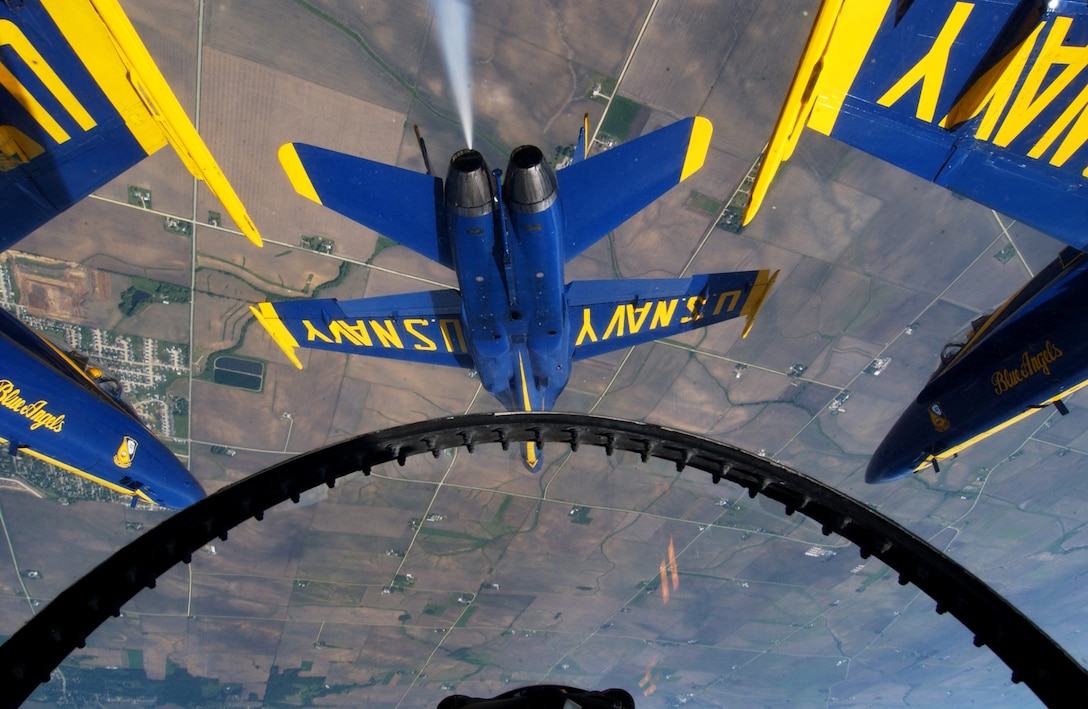 The U.S. Navy's Blue Angels perform an inverted demonstration in 2007. The Blue Angels are scheduled to headline Marine Corps Air Station Cherry Point's air show, May 21-23.