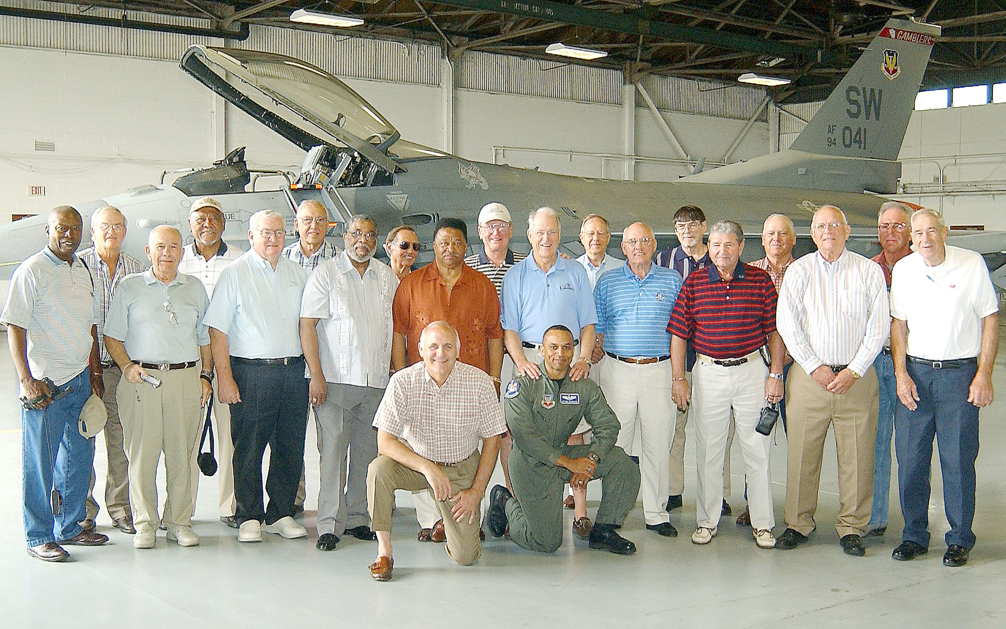 Then and now...Shaw's 1950s football team recently reunited to catch up on old teims and tour a very different base and communicty than what they remember.  Most teammates had not seen each other in more than a half century.  (U.S. Air Force Photo/Staff Sgt. Nathan Bevier)