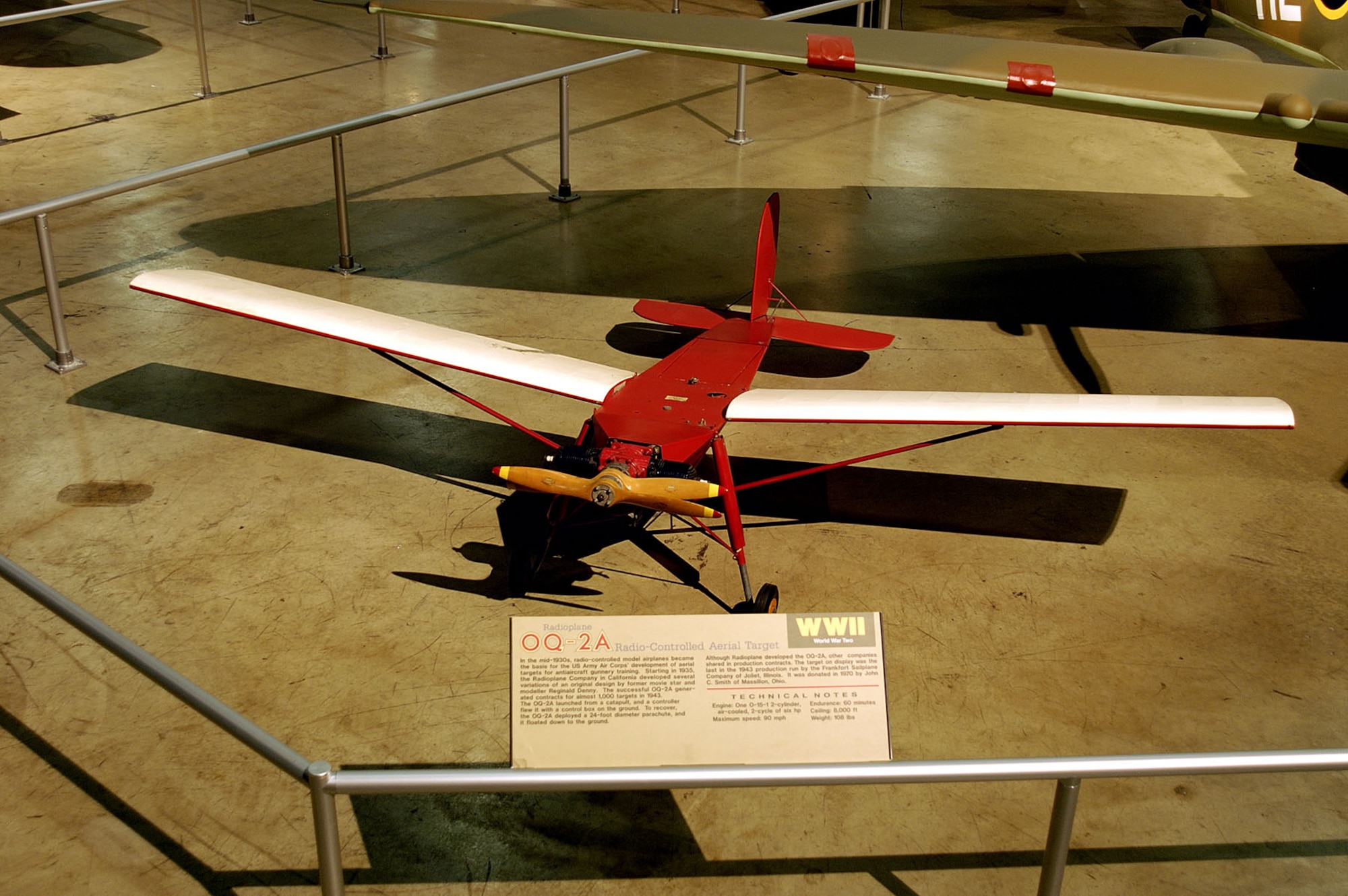 DAYTON, Ohio -- Radioplane OQ-2A in the World War II Gallery at the National Museum of the United States Air Force. (U.S. Air Force photo)