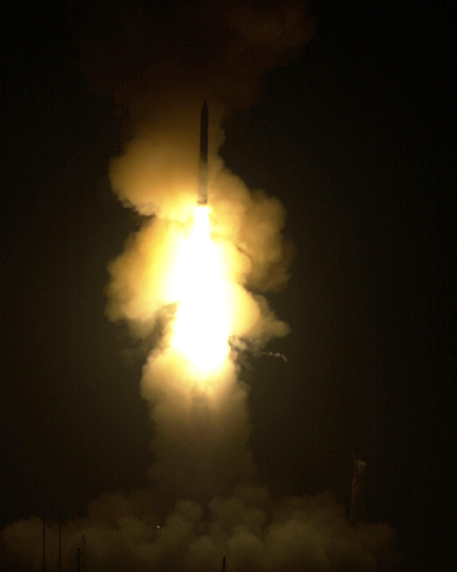An unarmed Minuteman III intercontinental ballistic missile launches from Vandenberg Air Force Base, Calif., on Wednesday, June 14. (U.S. Air Force photo/Brian Gavin)


