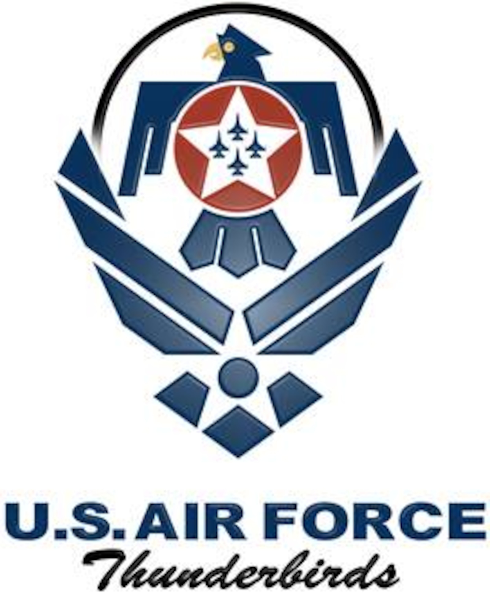Air Force symbol with cradled Thunderbirds shield (color), U.S. Air Force graphic.
