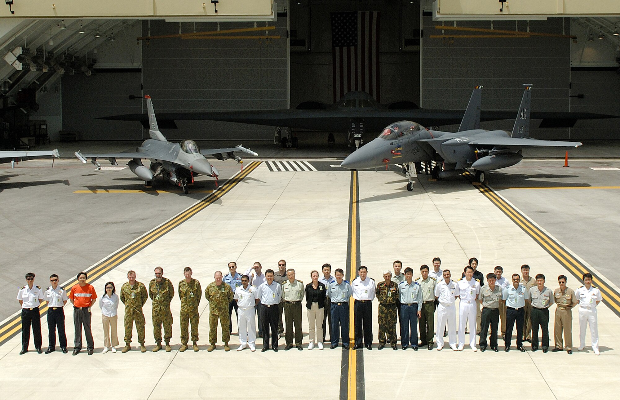 ANDERSEN AIR FORCE BASE, Guam -- Foriegn observers from China, Russia, India, Australia, the Republic of Korea, Singapore, and Japan had an opportunity to visit here during this year's Valiant Shield, which begins June 19 and lasts through June 23.  Valiant Shield '06 will be conducted in the vicinity of Guam and focuses on integrated joint training among US military forces. (U.S. Air Force photo by Airman First Class Michael S. Dorus) 