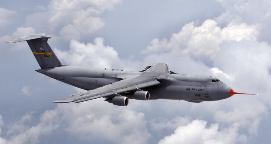 The first C-5M Super Galaxy takes its first flight during a ceremony at Lockheed Martin’s Marietta, Ga., plant on June 19, 2006. This flight took place 38 years after the C-5 Galaxy’s maiden flight, June 30, 1968. (U.S. Air Force Photo)