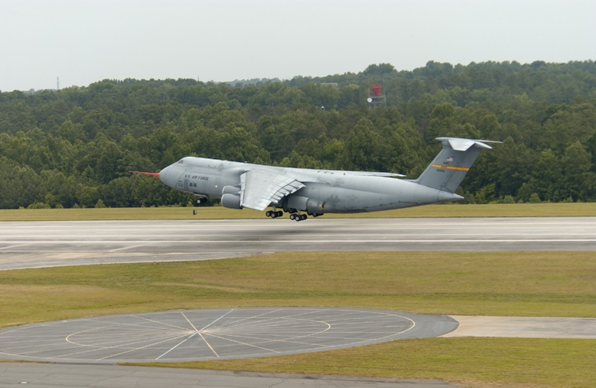 The C-5M takes off during its First Flight ceremony at Lockheed Martin’s Marietta, Ga. plant. This flight takes place 38 years after the C-5 Galaxy’s maiden flight, June 30, 1968.
