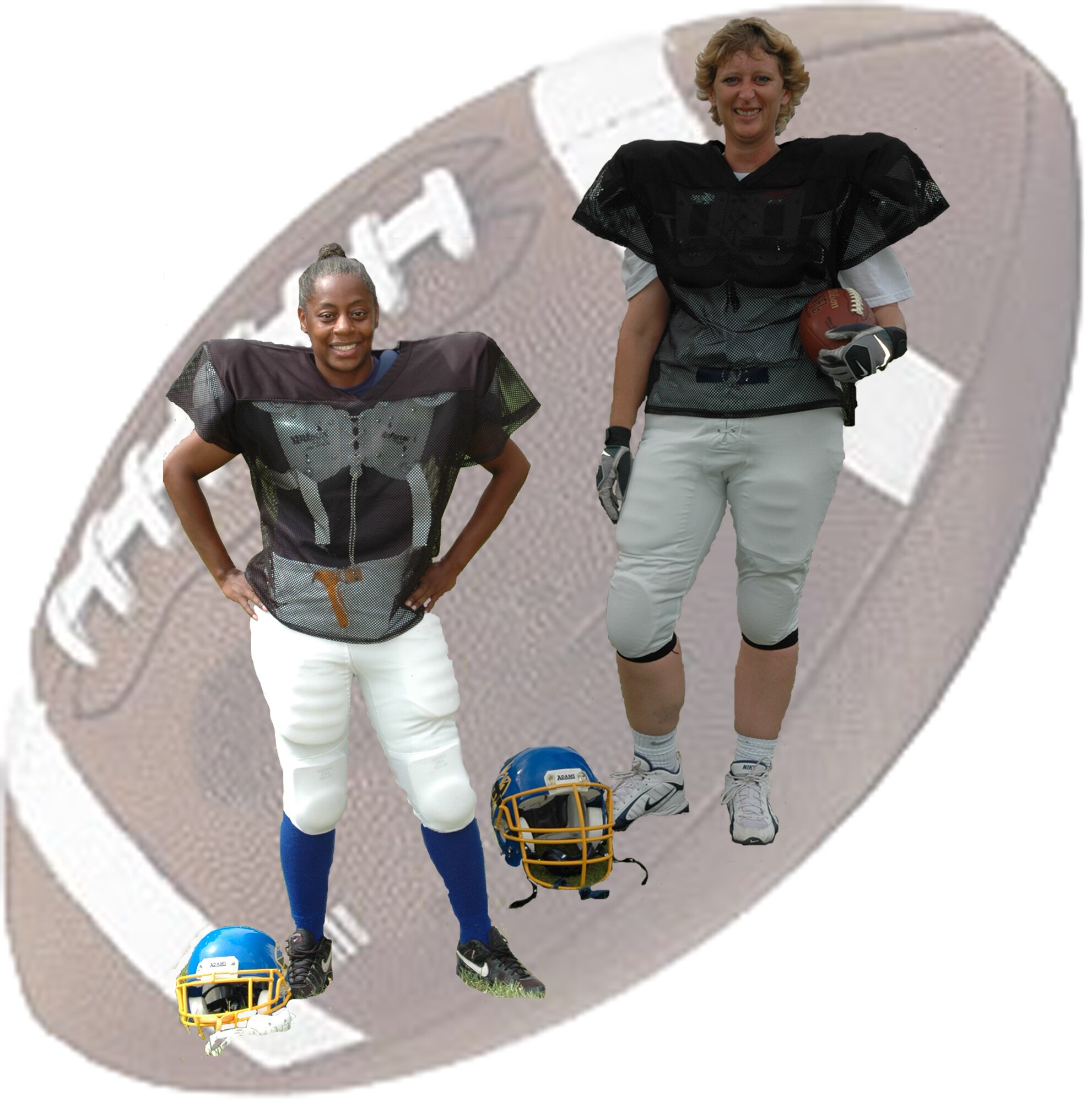 Nordyica Woodfork and Bonnie Reeves pictured in their gear. (U.S. Air Force photo illustration/Tech. Sgt. Sherri Savant)