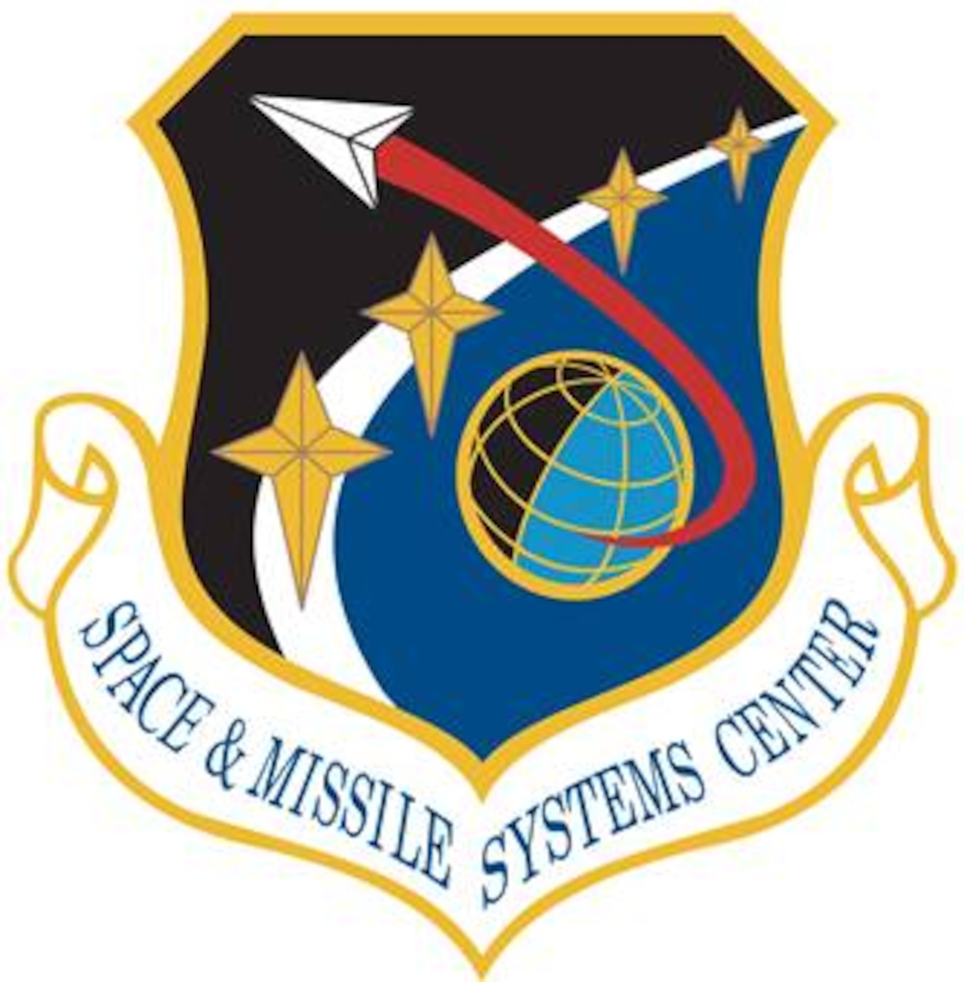 Space & Missile Systems Center Shield (Color).  In accordance with Chapter 3 of AFI 84-105, commercial reproduction of this emblem is NOT permitted without the permission of the proponent organizational/unit commander. Image provided by HQ, AFSPC/PAC. Image is 8.2x8.4 inches @ 300 ppi 