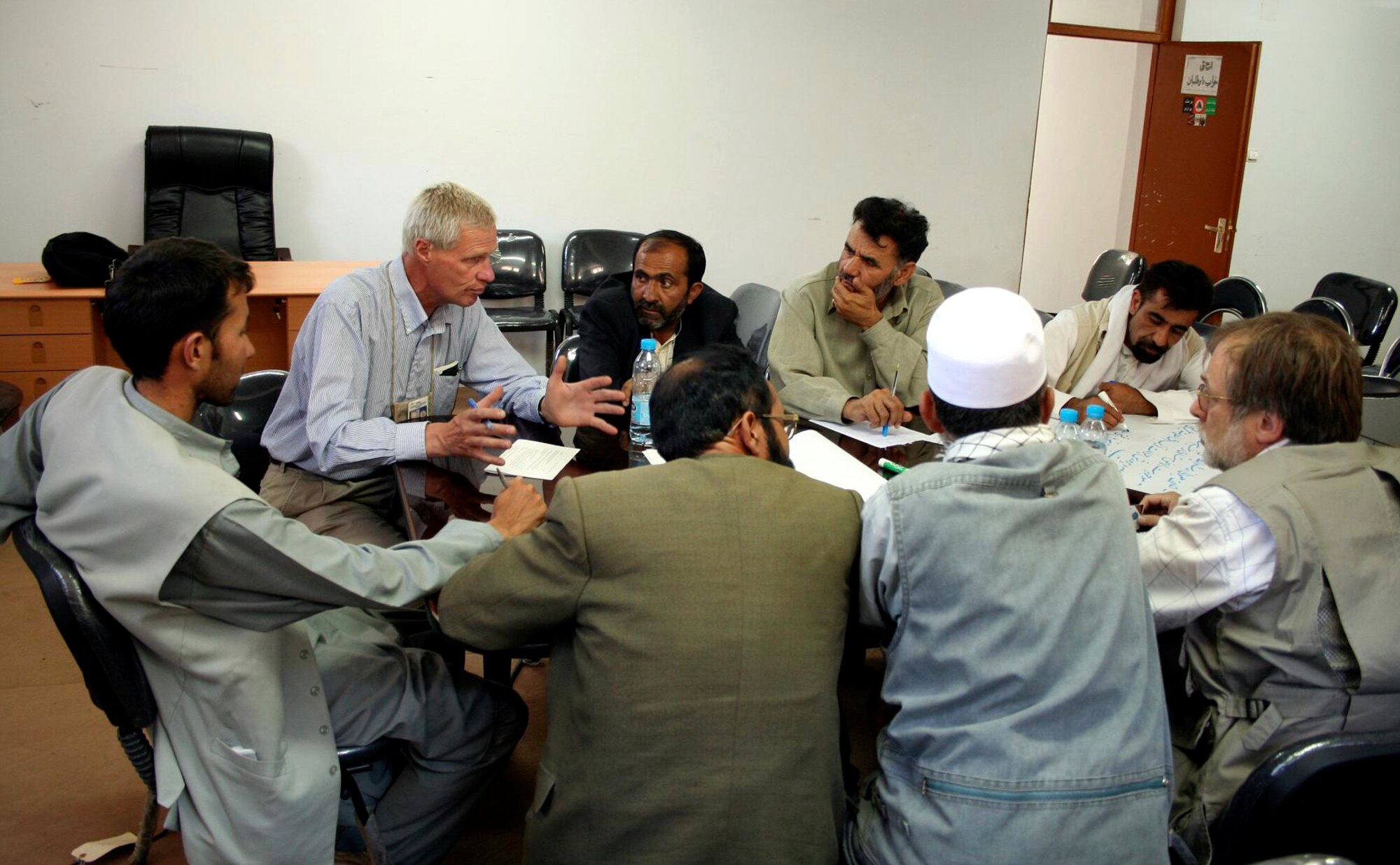 Dr. Mike Gangwer, the U.S. Department of Agriculture representative for the Panjshir Provincial Reconstruction Team, meets with non-government organizations and government officials on Tuesday, June 13, to discuss the future of agriculture in the Panjshir Province. (Courtesy photo)
