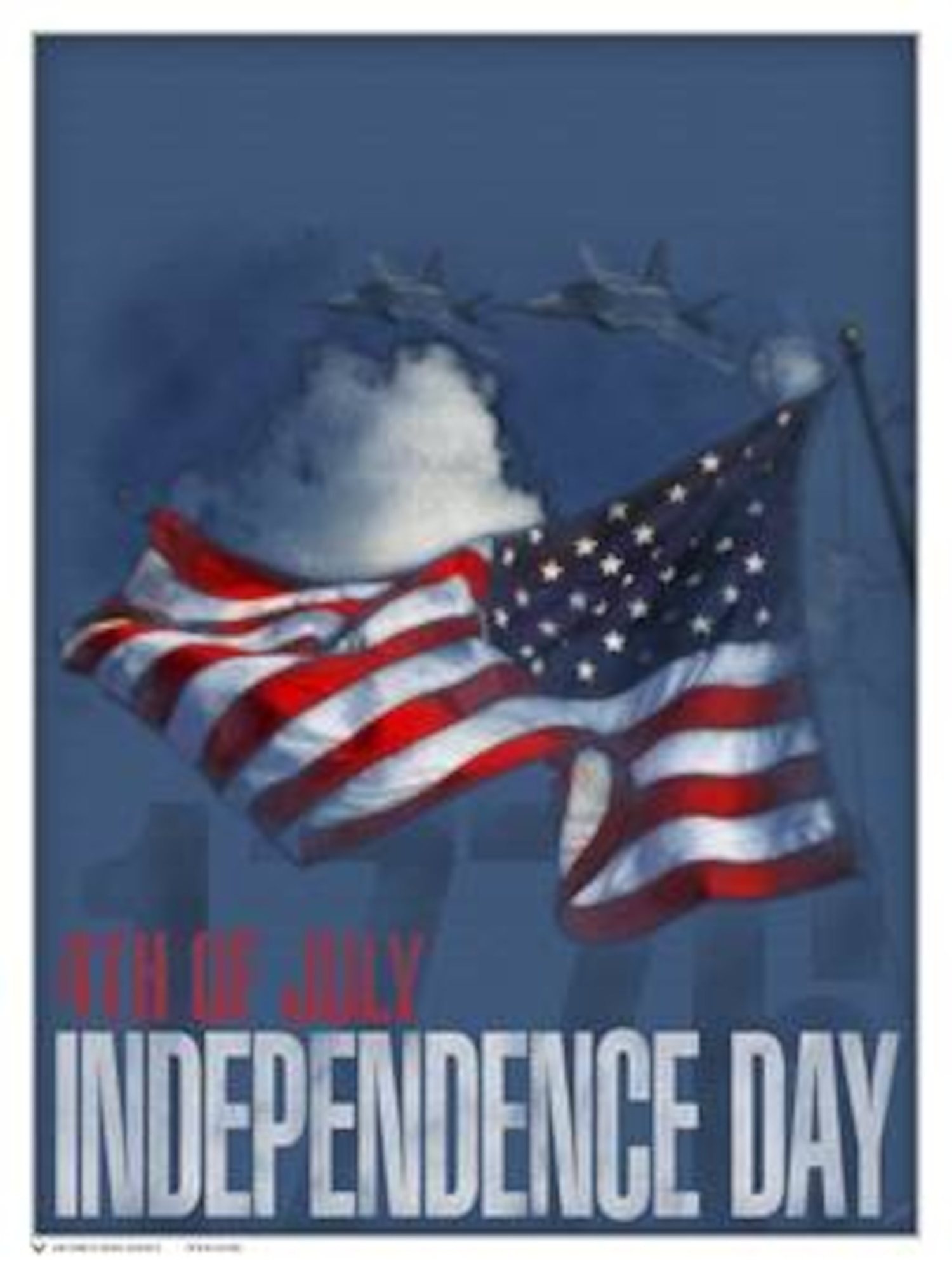 Independence Day Poster (Color).  This poster is 7.5x10 inches @ 300 ppi and was created by Patrick Harris of the Air Force News Agency.  Air Force Link does not provide printed posters but assistance can be provided in acquiring posters through your servicing DAPS. A PDF version for printing on office printers is also available. Requests can be made to afgraphics@dma.mil. Please specify the title and number.