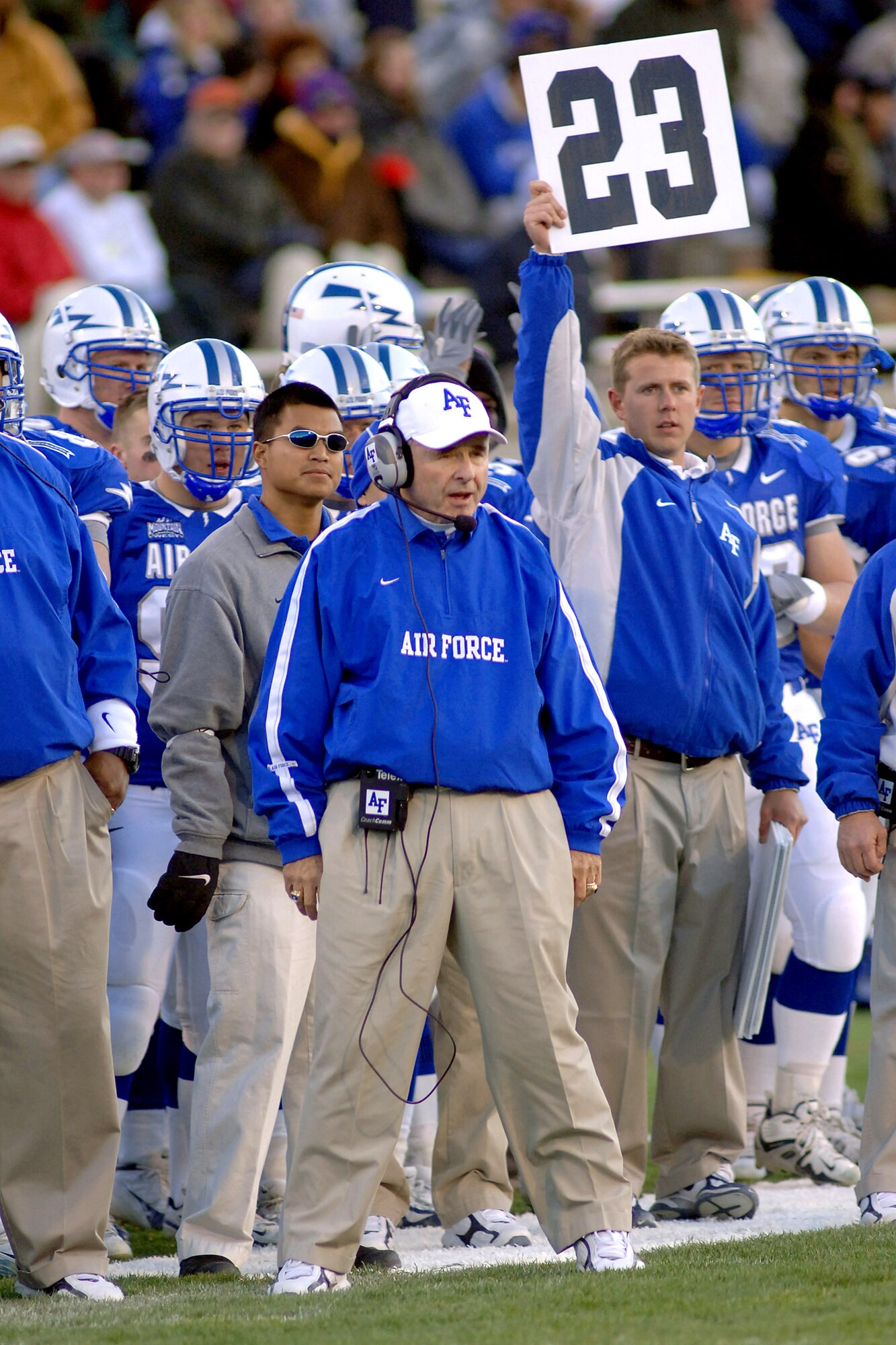 Junior quarterback Shaun Carney, 5, has proven to be one of the more successful passing quarterbacks in Air Force history. During the 2005 season he posted a completion rate of better than 60 percent and rushed for more than 700 yards. (U.S. Air Force photo/Danny Meyer)
