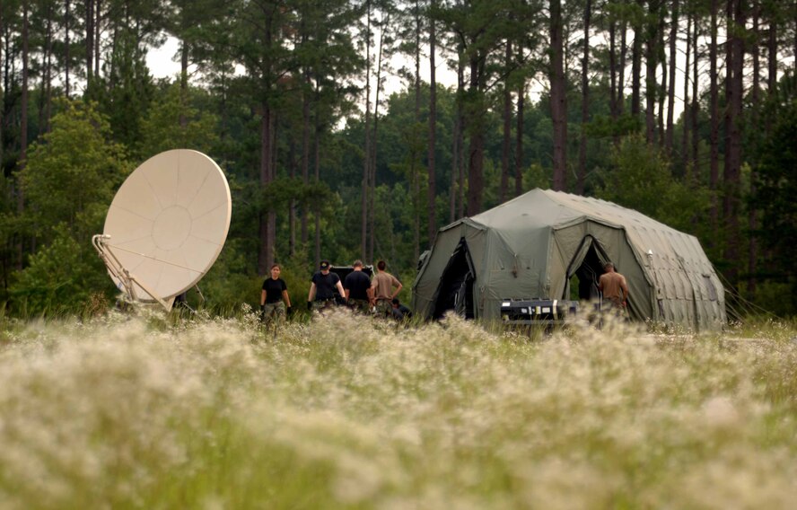 The 682d Air Support Operations Squadron deploys to McEntire Air National Guard Base, SC, June 27  to establish a communications hub in support of Close Air Support Operation Dynamic Weasel.  (U.S. Air Force photo/Staff Sgt. Ashley Brokop) 
