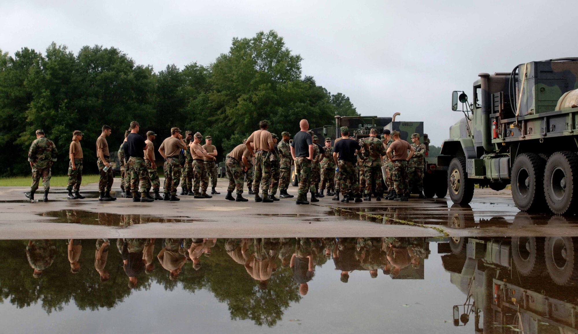The 682d Air Support Operations Squadron prepares to build an Air Support Operations Center (ASOC) at McEntire Air National Guard Base, SC,  on June 27, 2006 in support of Operation DYNAMIC WEASEL. Dynamic Weasel is a multi-aircraft exercise imitating combat operations currently taking place in Southeast Asia. (US Air Force Photo/Staff Sgt. Ashley Brokop)